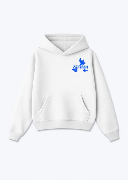 Zürich Birds Oversized Hoodie - White Front (Designed)