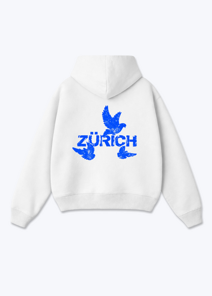 Zürich Birds Oversized Hoodie - White Back (Designed)