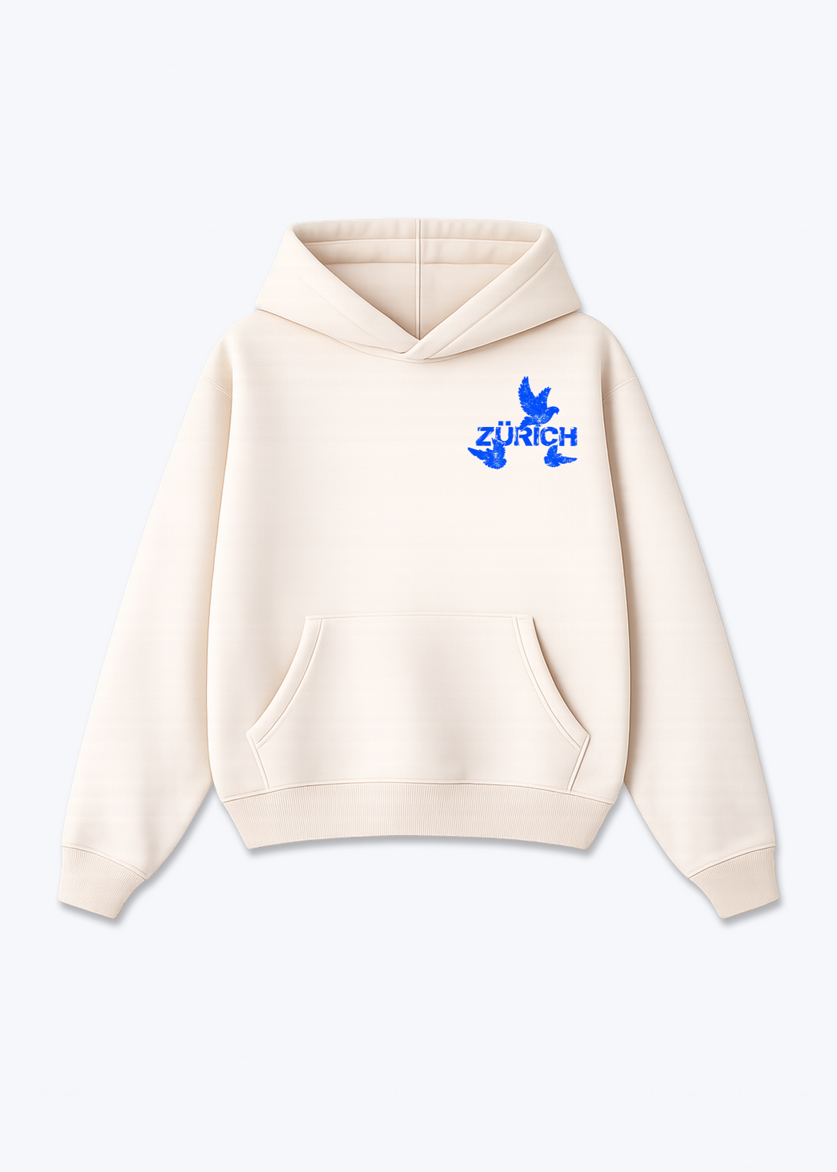 Zürich Birds Oversized Hoodie - Beige Front (Designed)