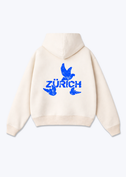 Zürich Birds Oversized Hoodie - Beige Back (Designed)
