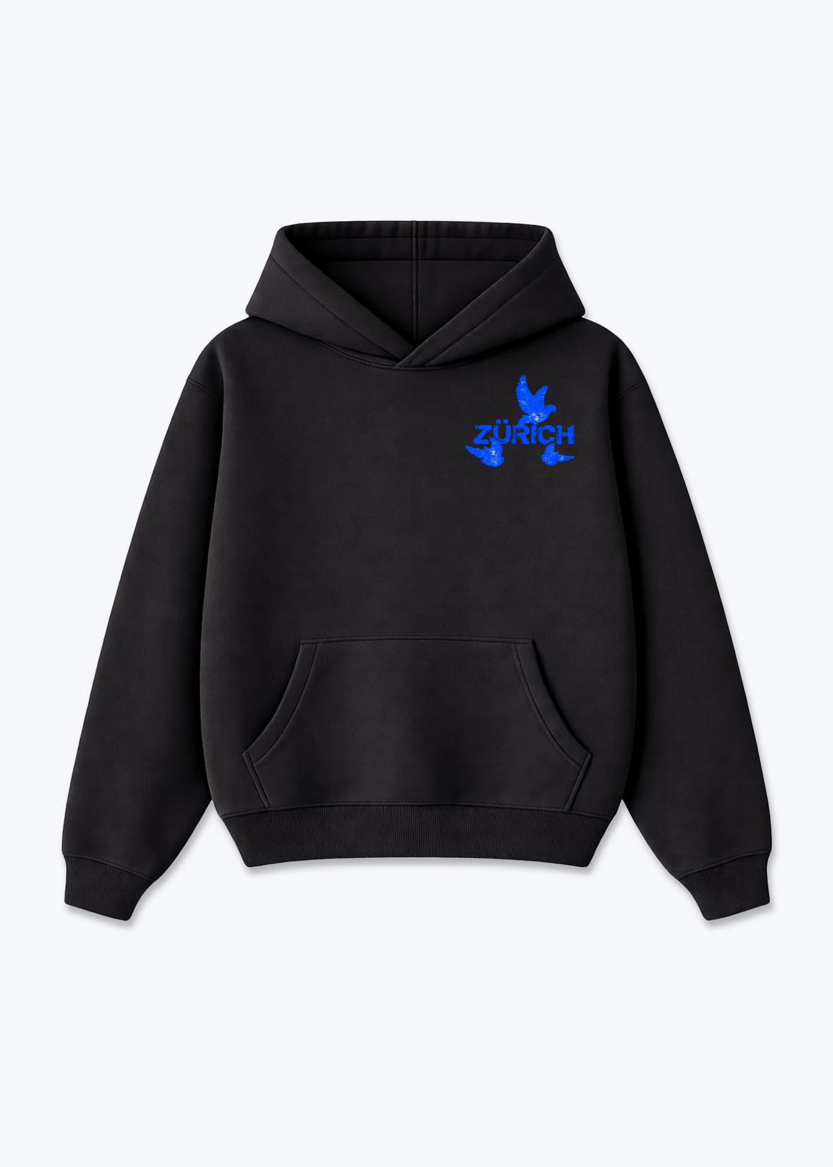 Zürich Birds Oversized Hoodie - Black Front (Designed)