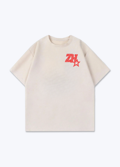 Zürich ZH Art Oversized T-Shirt - Beige Front (Designed)