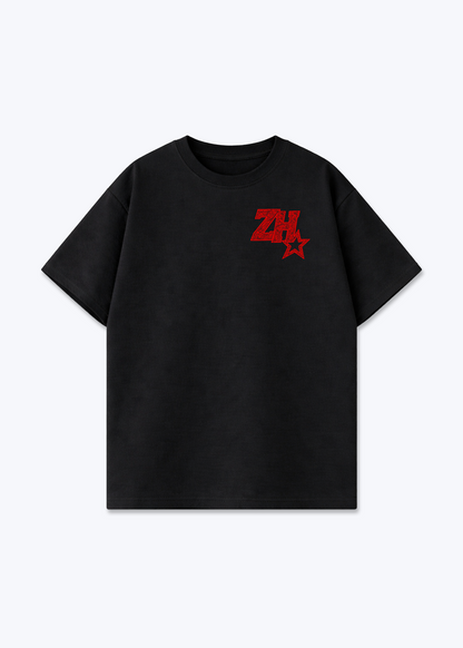 Zürich ZH Art Oversized T-Shirt - Black Front (Designed)