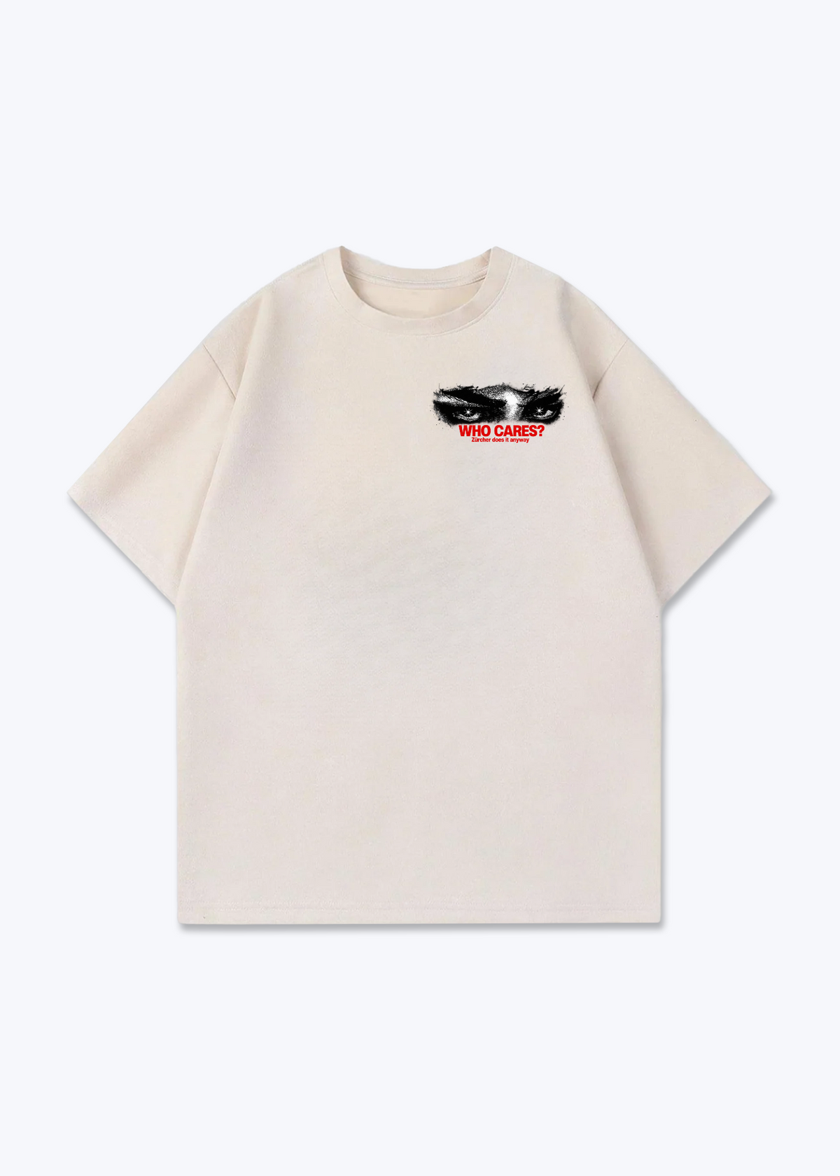 Zürich Who Cares Oversized T-Shirt - Beige Front (Designed)