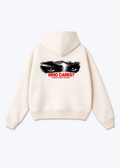 Zürich Who Cares Oversized Hoodie - Beige Back (Designed)