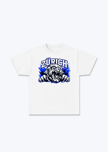 Zürich White Lion Basic T-Shirt - White Front (Designed)
