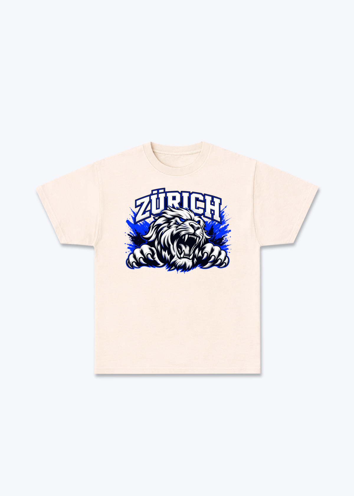 Zürich White Lion Basic T-Shirt - Beige Front (Designed)