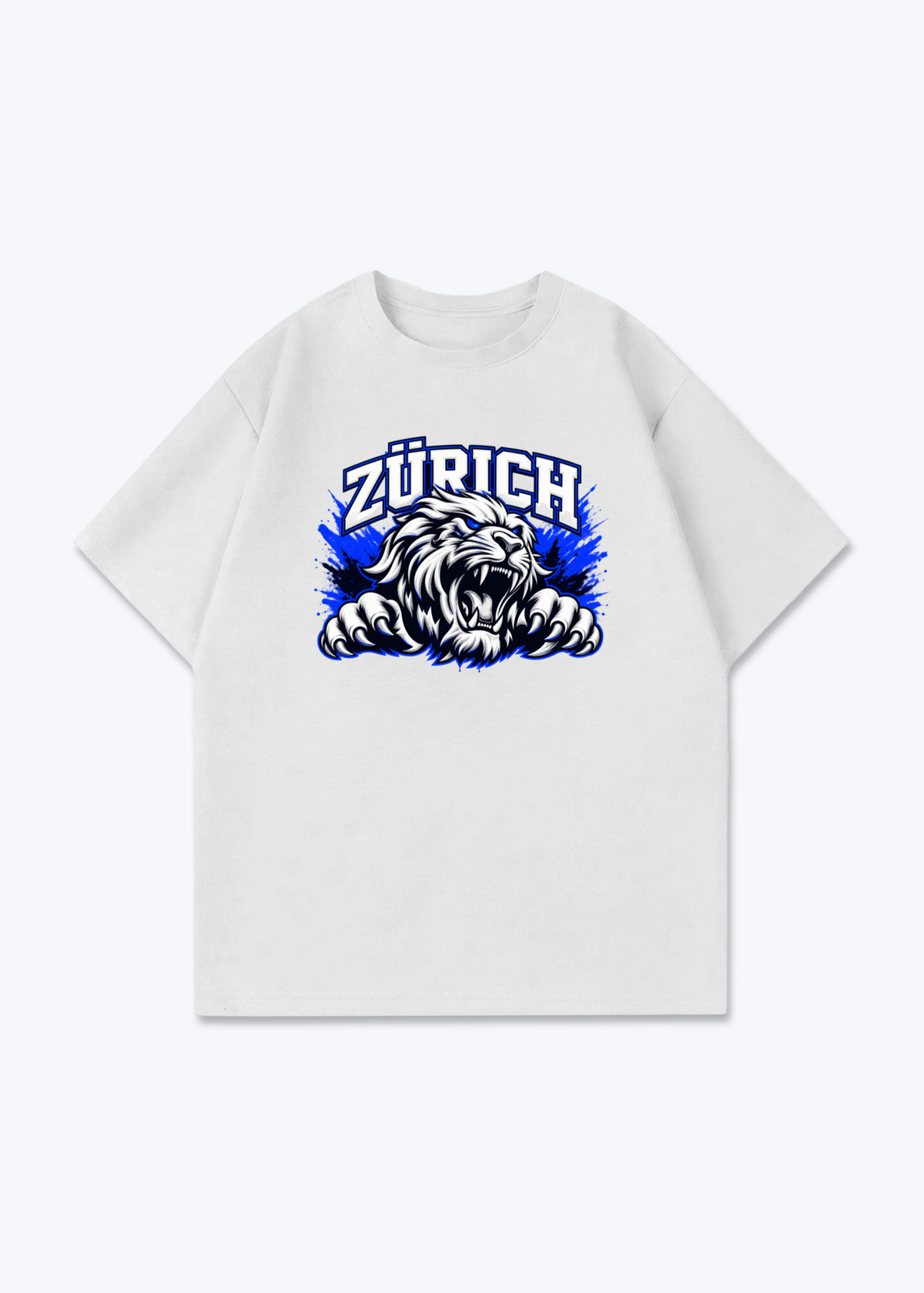 Zürich White Lion Oversized T-Shirt - White Front (Designed)