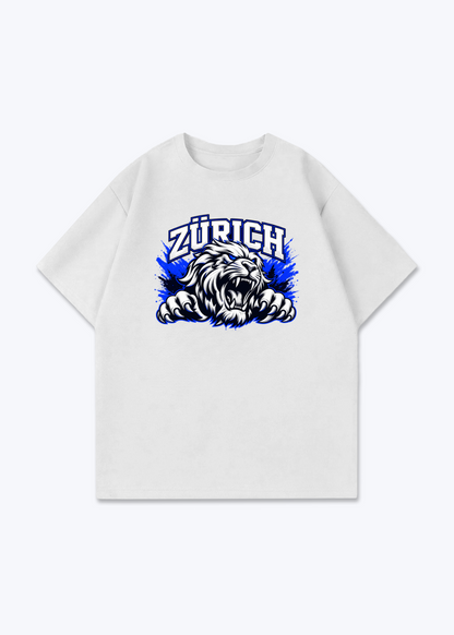 Zürich White Lion Oversized T-Shirt - White Front (Designed)