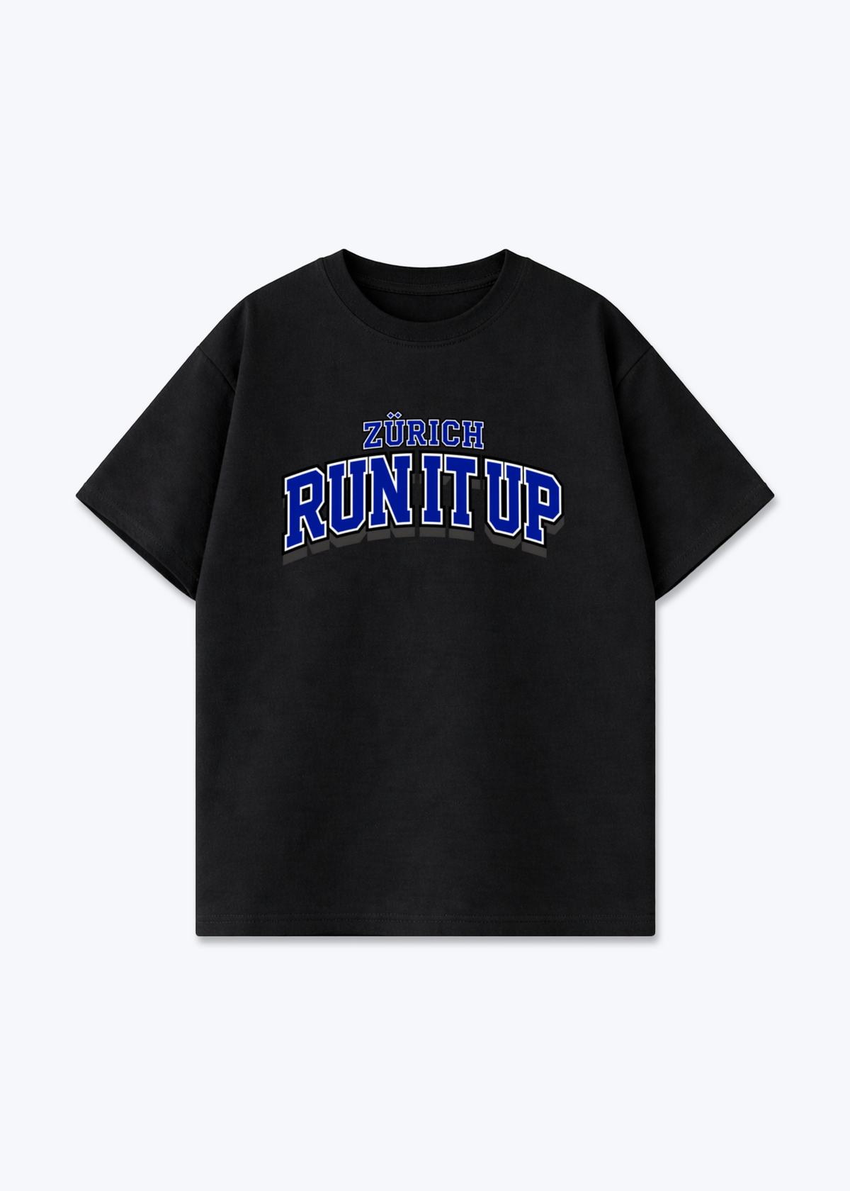 Zürich Run it up Oversized T-Shirt - Black Front (Designed)