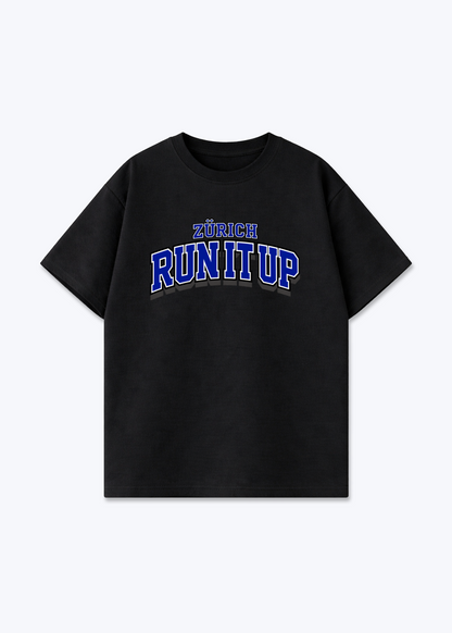 Zürich Run it up Oversized T-Shirt - Black Front (Designed)