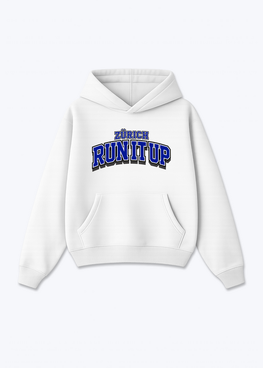 Zürich Run it up Oversized Hoodie - White Front (Designed)