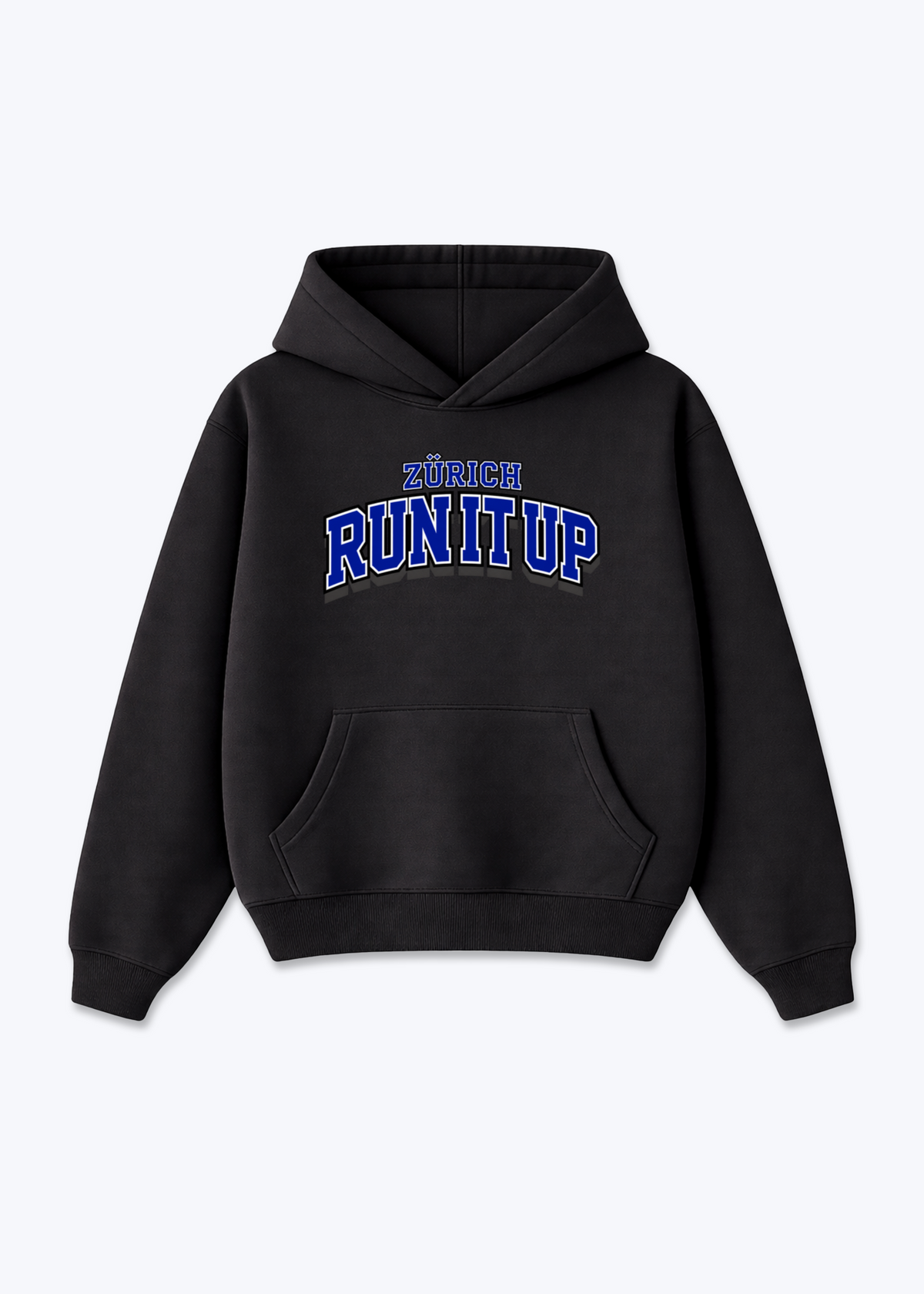 Zürich Run it up Oversized Hoodie - Black Front (Designed)