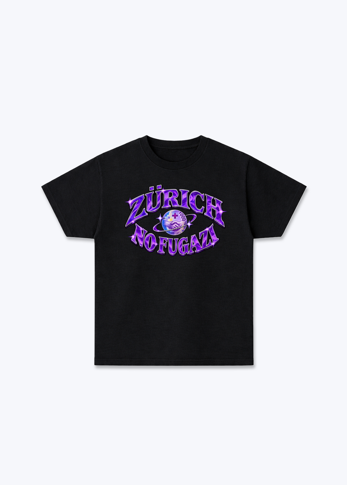 Zürich No Fugazi Basic T-Shirt - Black Front (Designed)