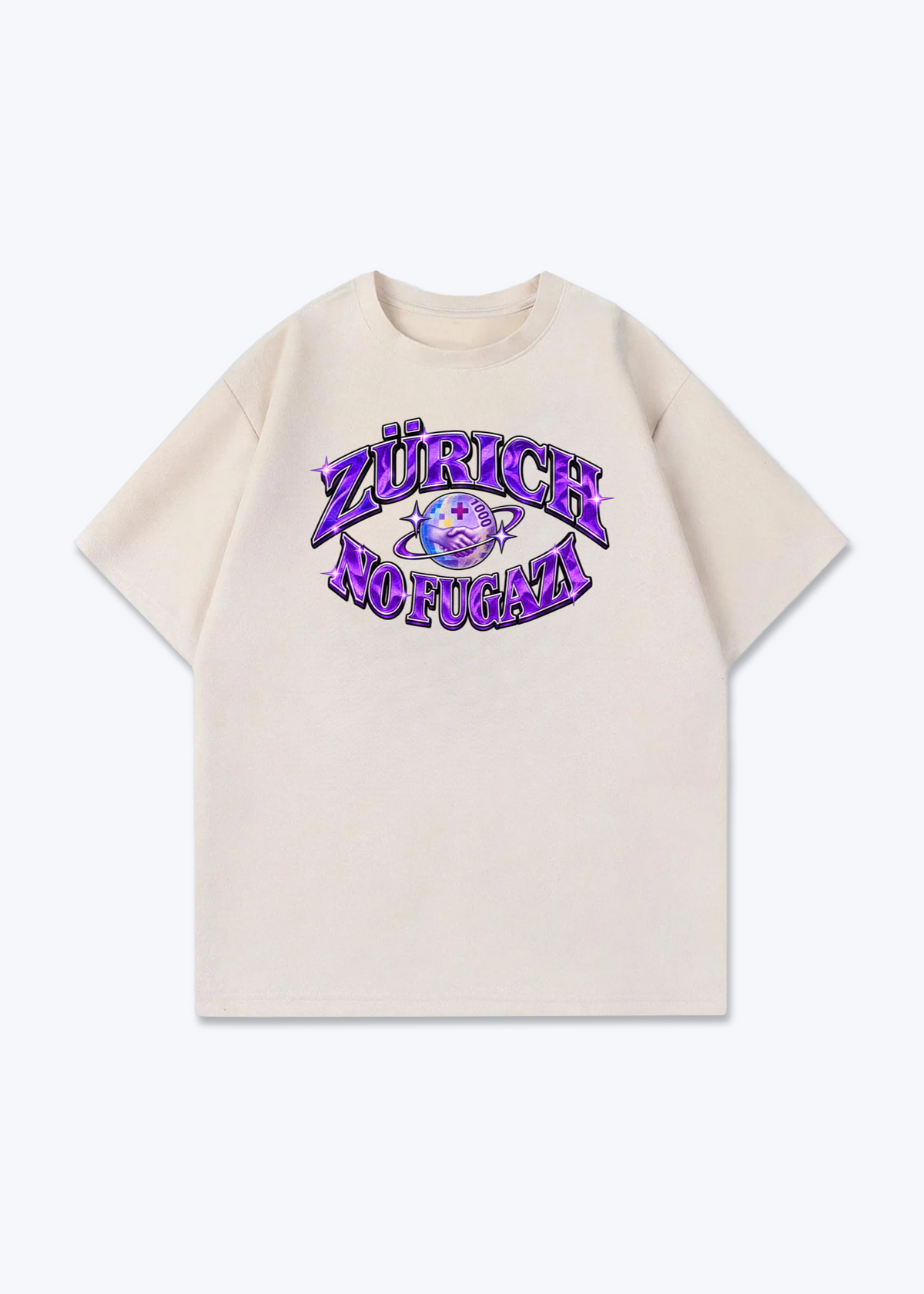 Zürich No Fugazi Oversized T-Shirt - Beige Front (Designed)