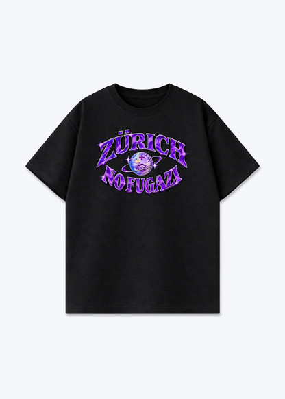 Zürich No Fugazi Oversized T-Shirt - Black Front (Designed)