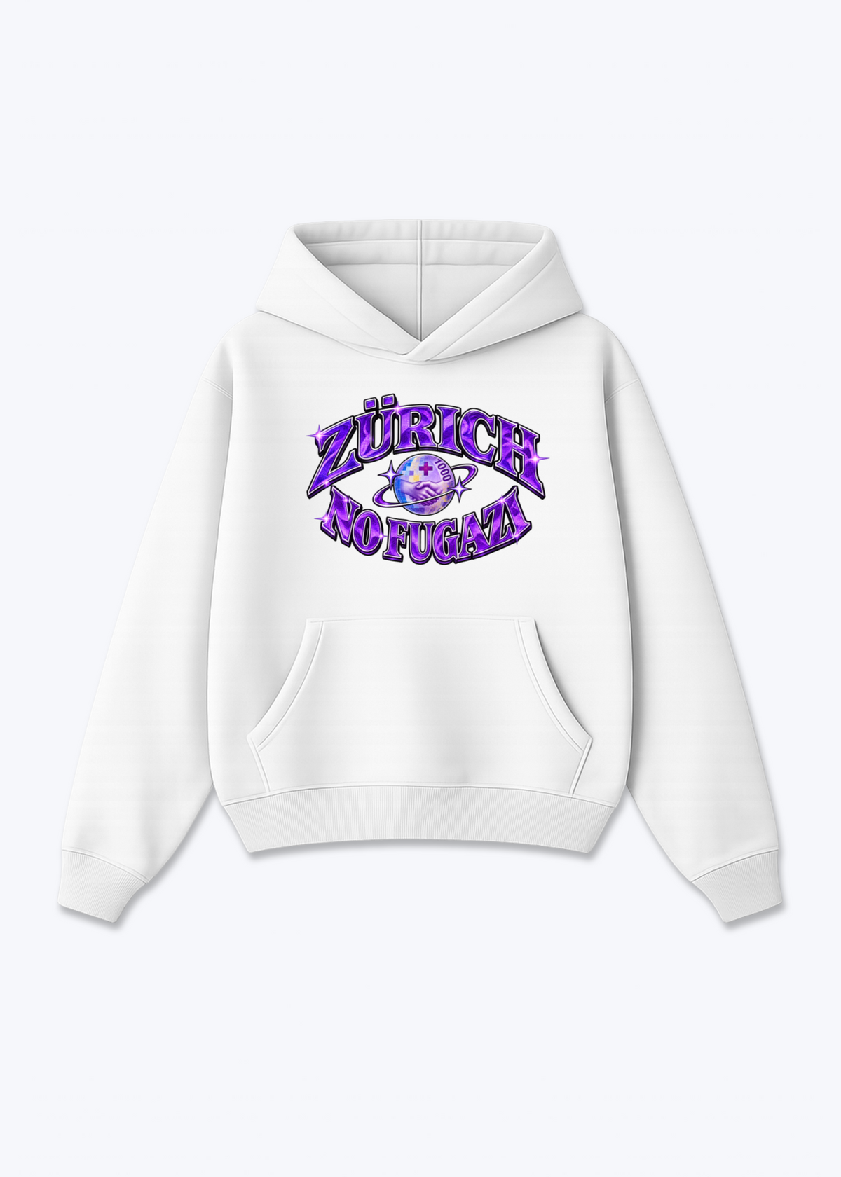 Zürich No Fugazi Oversized Hoodie - White Front (Designed)