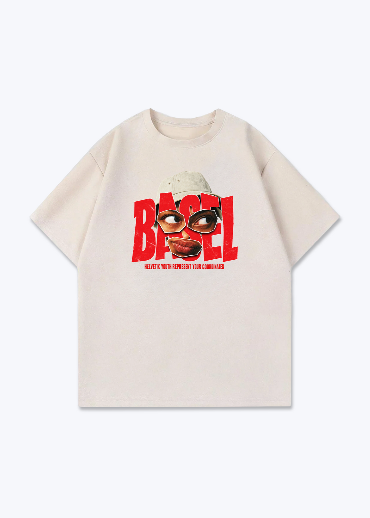 Basel Youth Oversized T-Shirt - Beige Front (Designed)
