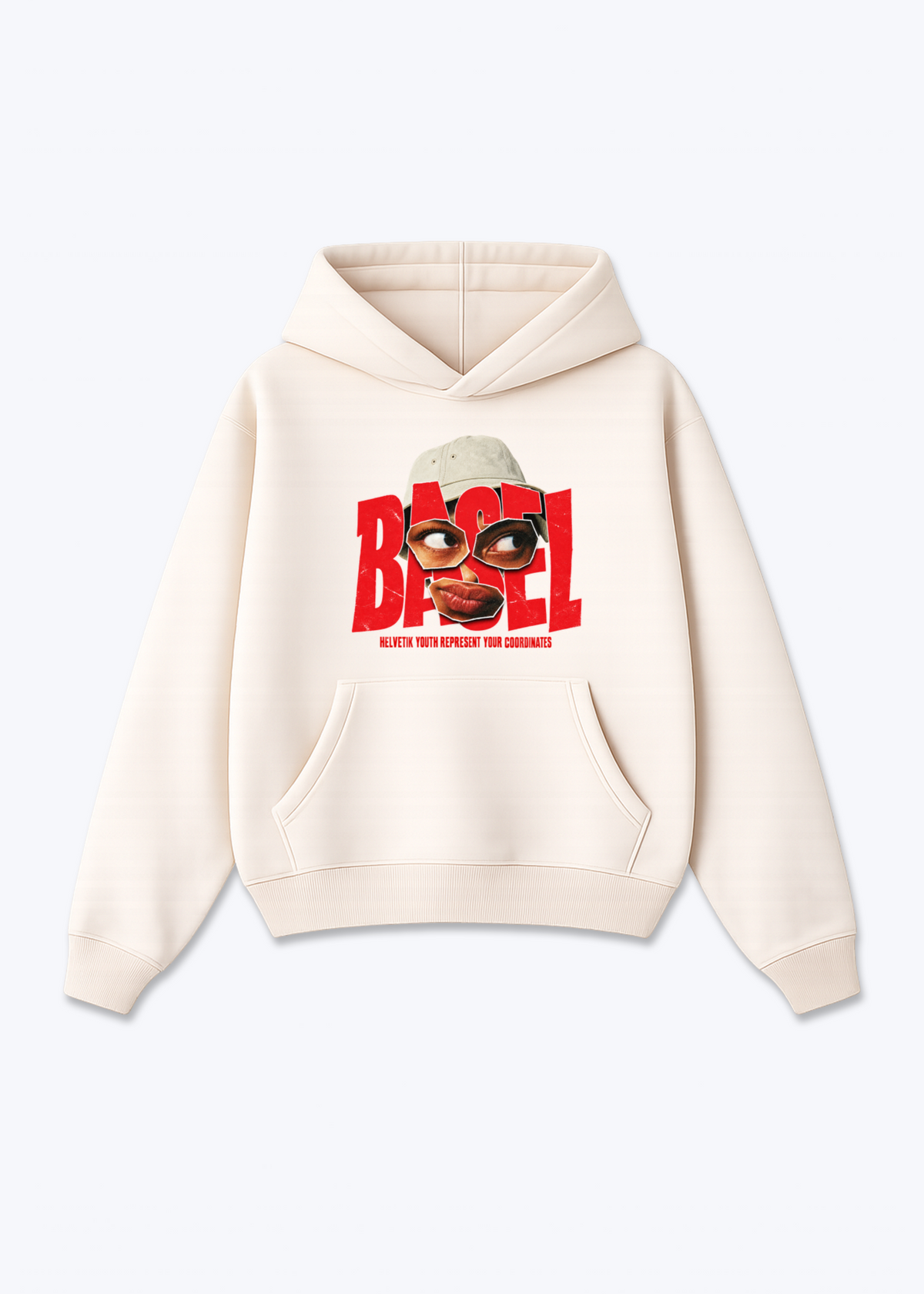 Basel Youth Oversized Hoodie - Beige Front (Designed)