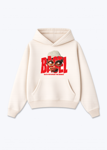 Basel Youth Oversized Hoodie - Beige Front (Designed)