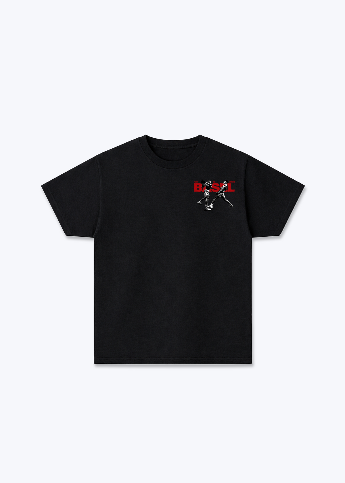 Basel Boxer Basic T-Shirt - Black Front (Designed)