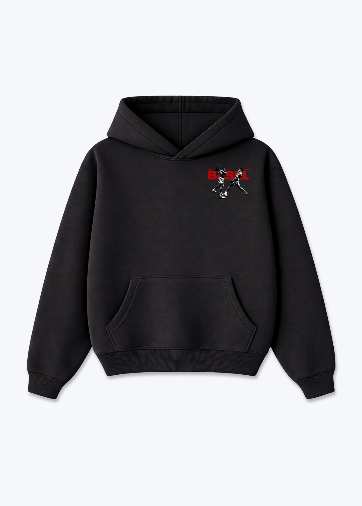 Basel Boxer Oversized Hoodie - Black Front (Designed)