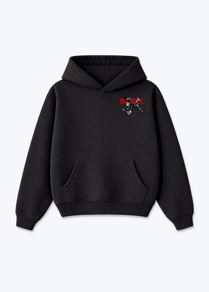 Basel Boxer Oversized Hoodie - Black Front (Designed)
