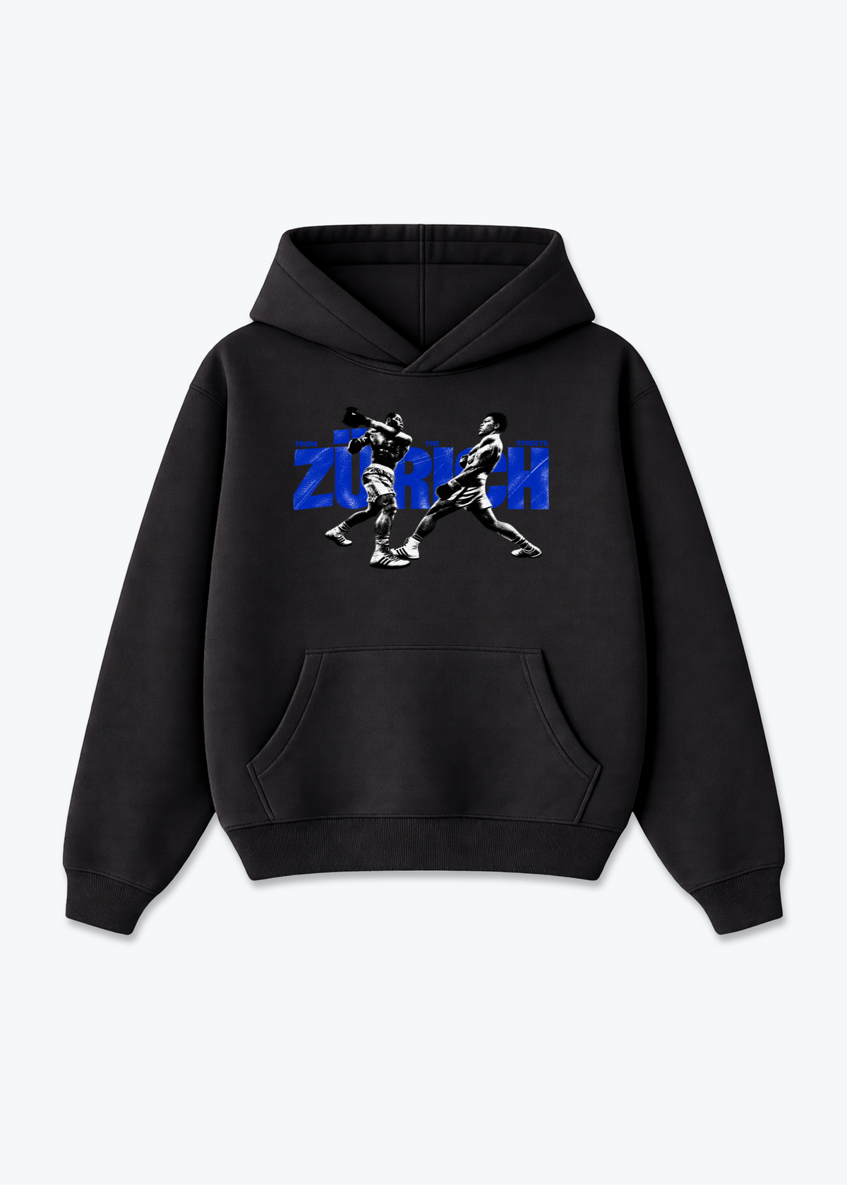 Zürich Boxer Oversized Hoodie - Black Front (Designed)