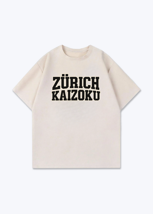 Zürich Kaizoku Oversized T-Shirt - Beige Front (Designed)