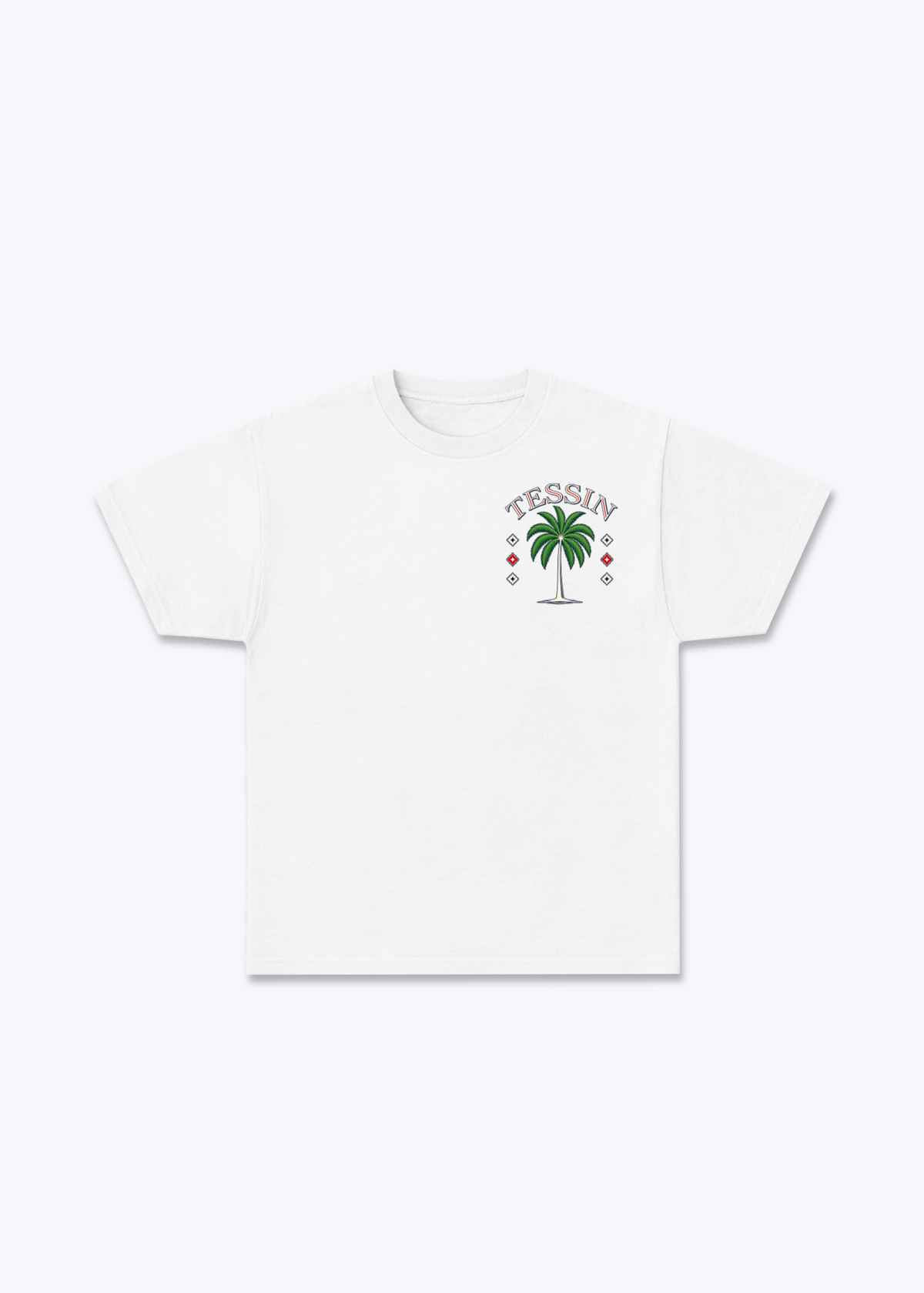 Tessin Palm Basic T-Shirt - White Front (Designed)
