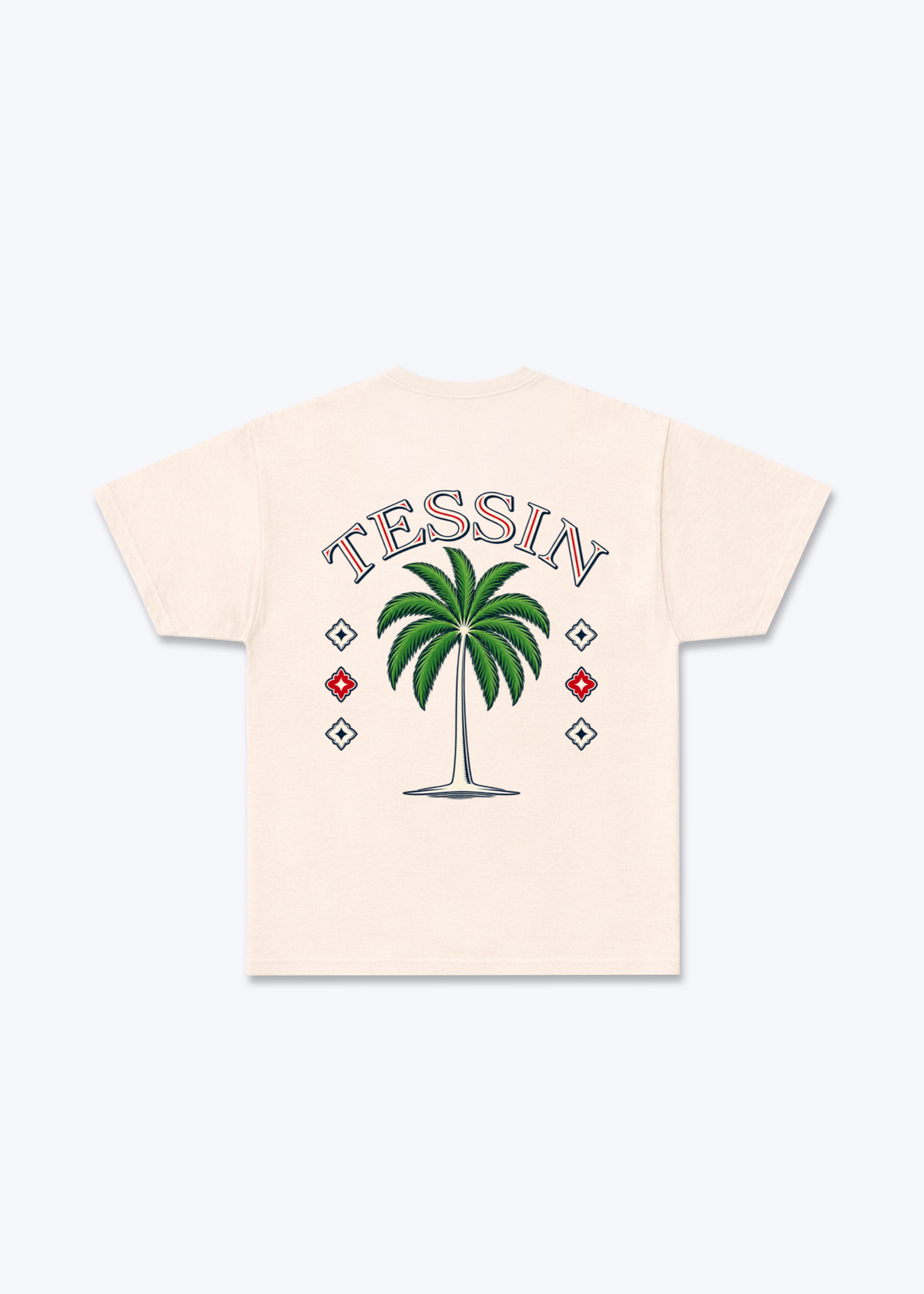Tessin Palm Basic T-Shirt - Beige Back (Designed)