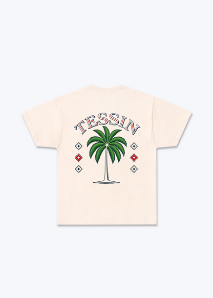 Tessin Palm Basic T-Shirt - Beige Back (Designed)