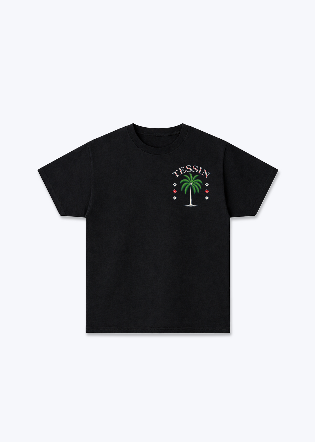 Tessin Palm Basic T-Shirt - Black Front (Designed)