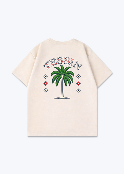 Tessin Palm Oversized T-Shirt - Beige Back (Designed)