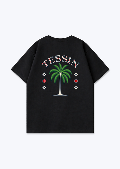 Tessin Palm Oversized T-Shirt - Black Back (Designed)