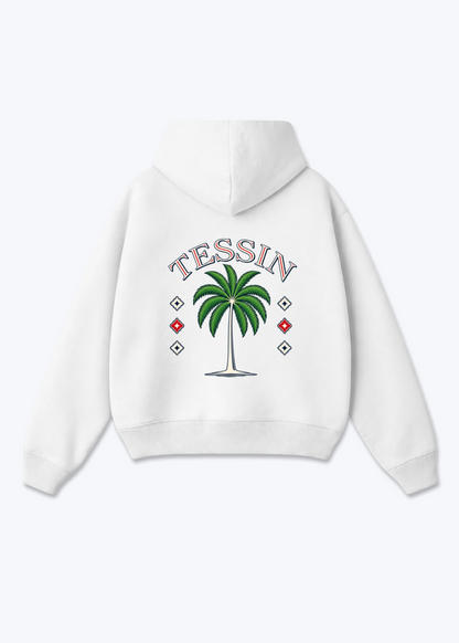 Tessin Palm Oversized Hoodie - White Back (Designed)