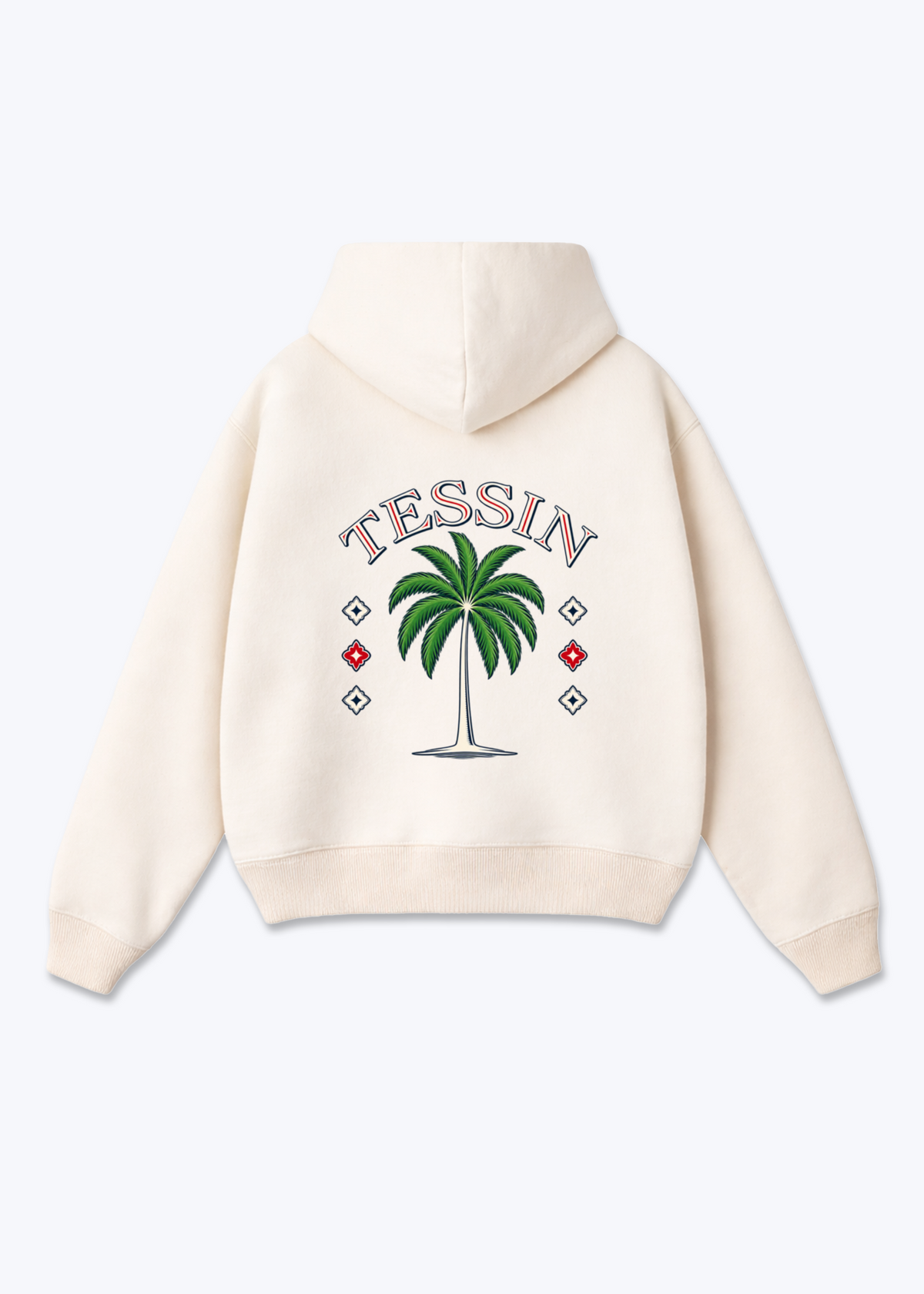 Tessin Palm Oversized Hoodie - Beige Back (Designed)