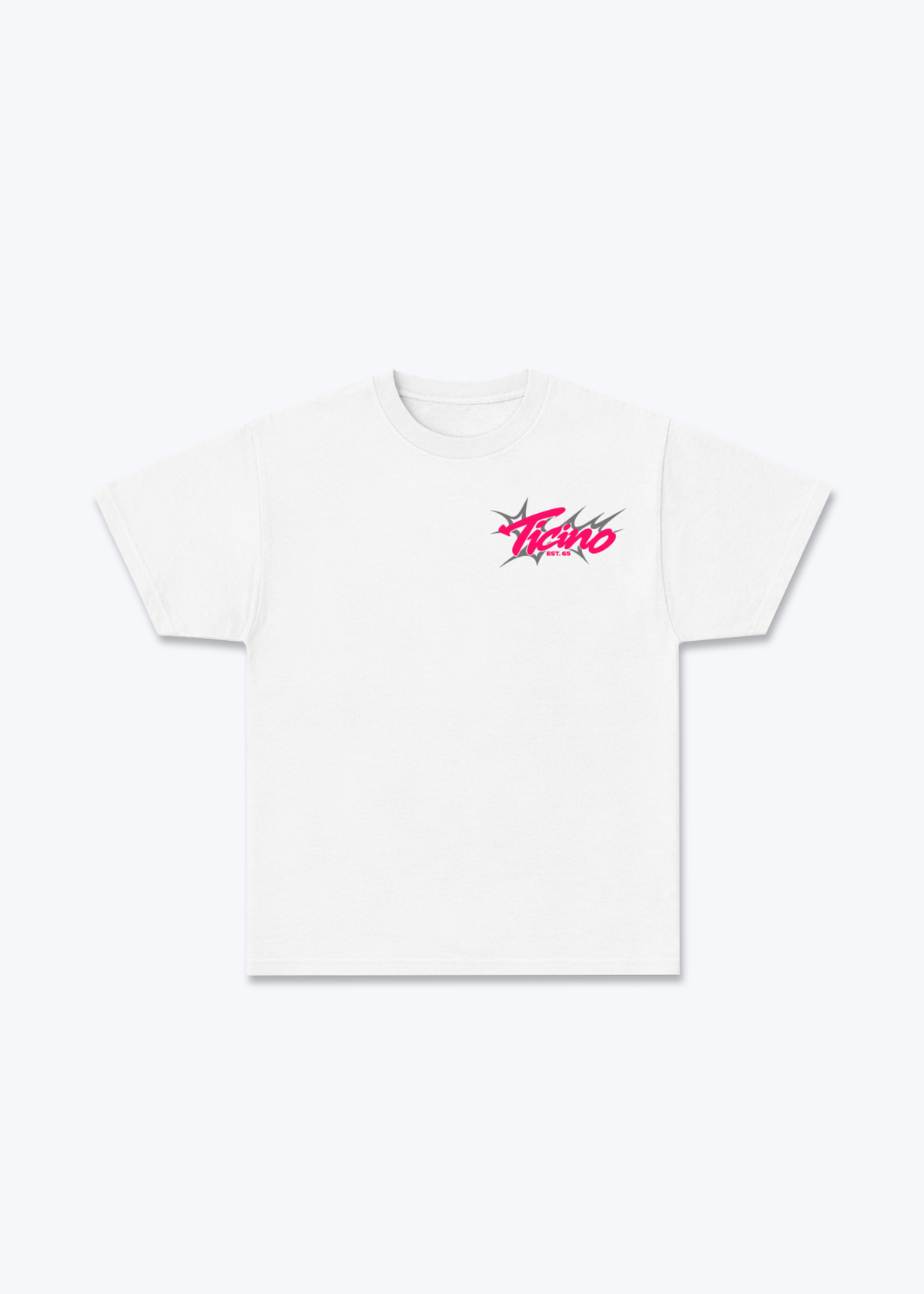 Tessin Camellia Basic T-Shirt - White Front (Designed)