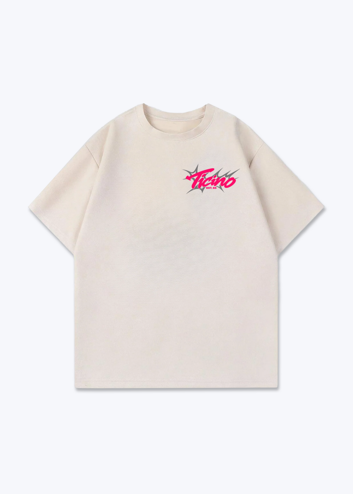 Tessin Camellia Oversized T-Shirt - Beige Front (Designed)