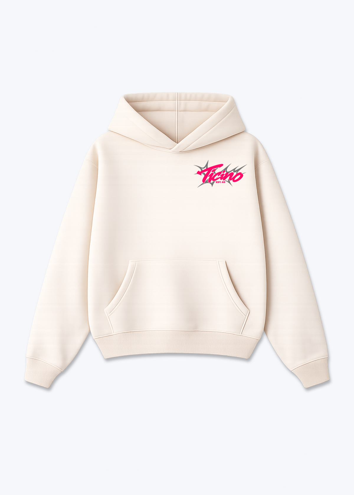 Tessin Camellia Oversized Hoodie - Beige Front (Designed)