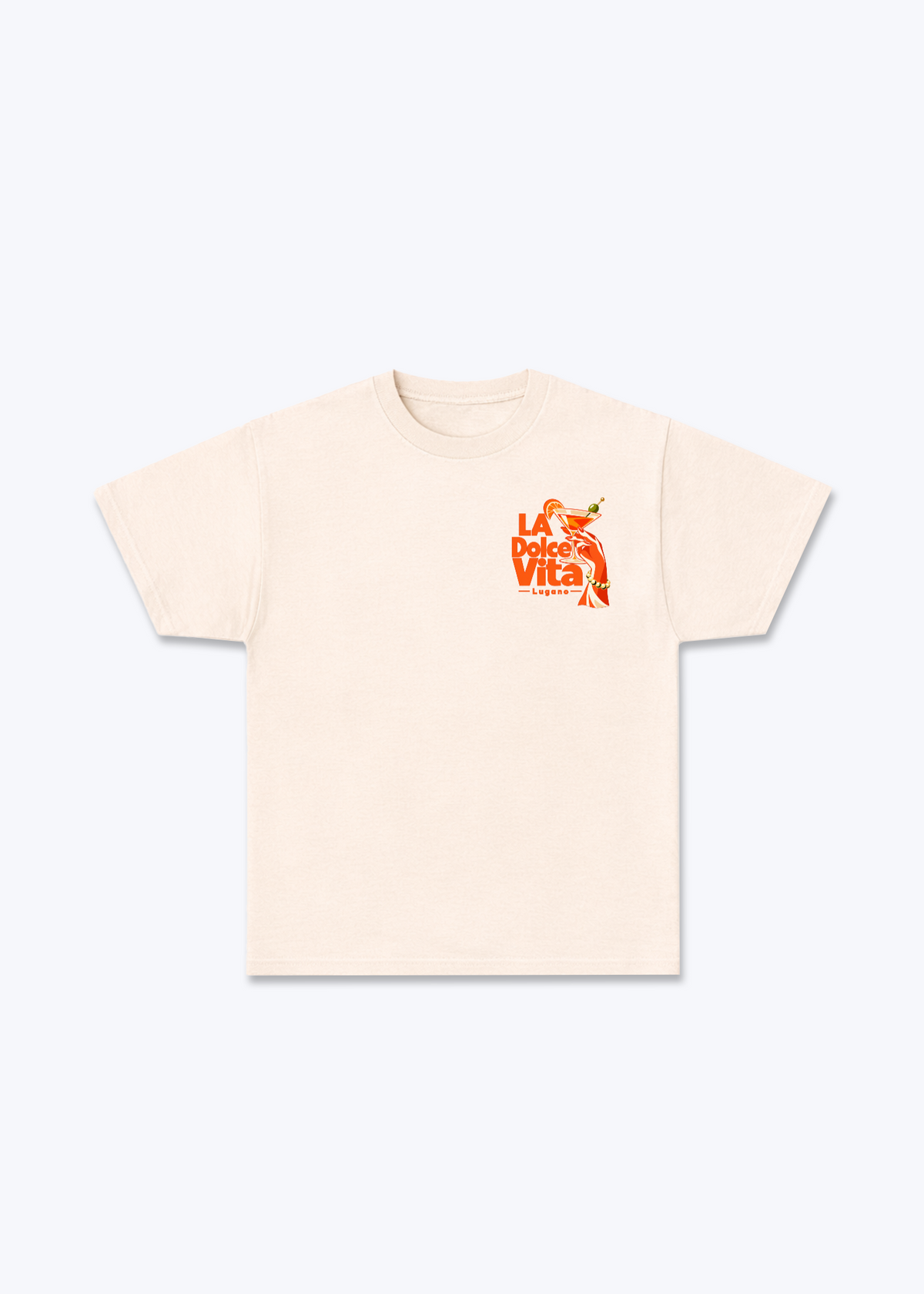 Tessin Dolce Vita Basic T-Shirt - Beige Front (Designed)