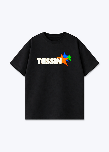 Tessin Stars Oversized T-Shirt - Black Front (Designed)