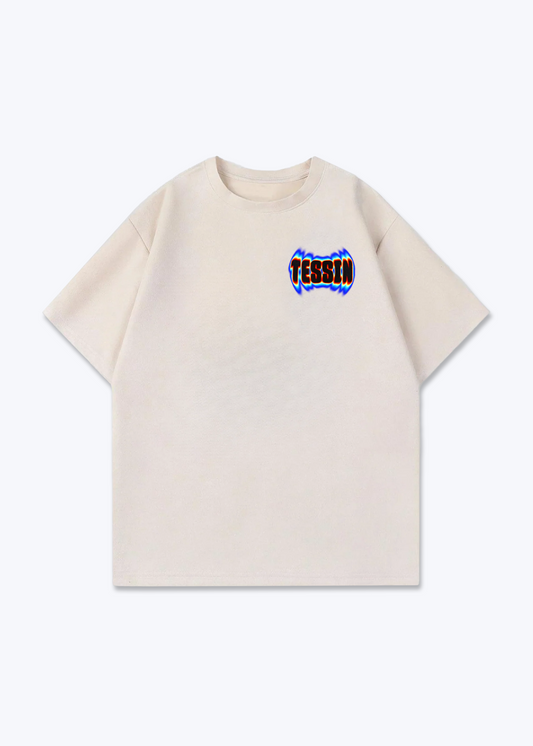 Tessin Neon Oversized T-Shirt - Beige Front (Designed)