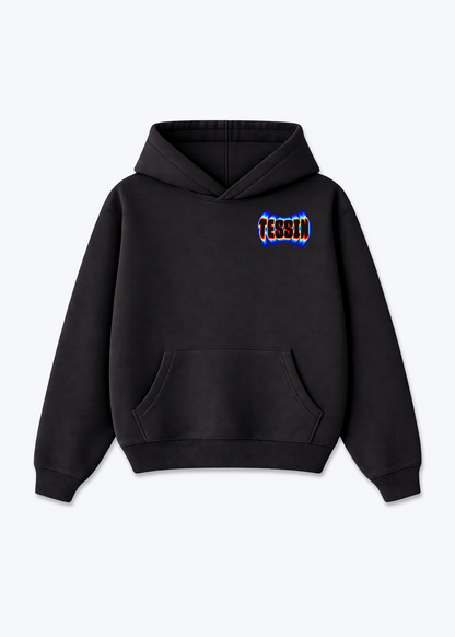 Tessin Neon Oversized Hoodie - Black Front (Designed)