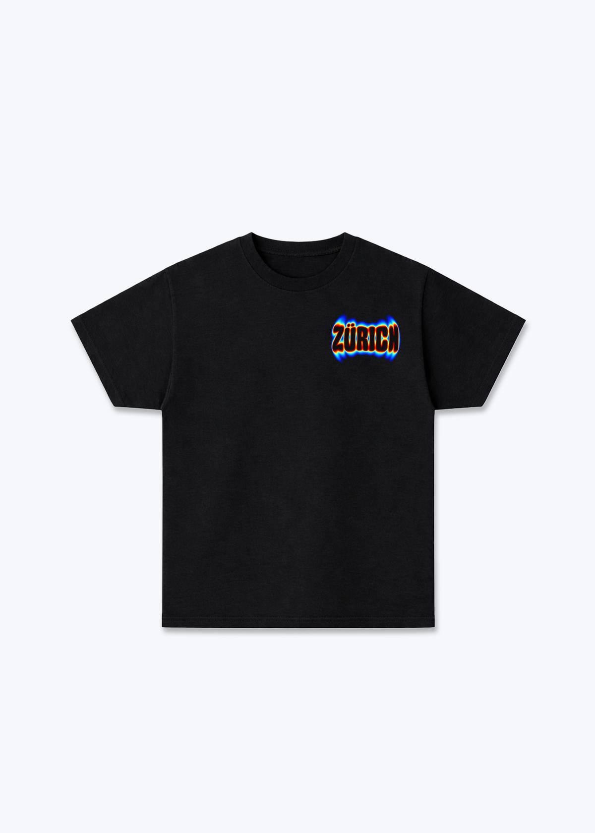 Zürich Neon Basic T-Shirt - Black Front (Designed)