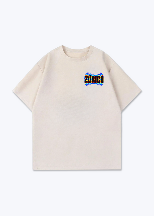 Zürich Neon Oversized T-Shirt - Beige Front (Designed)
