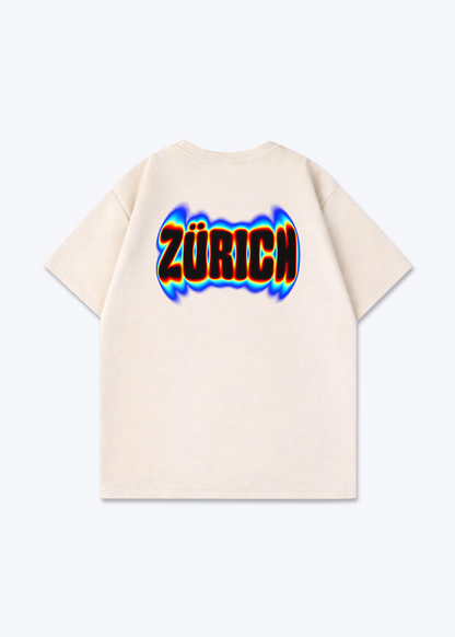 Zürich Neon Oversized T-Shirt - Beige Back (Designed)