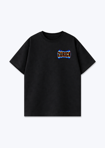 Zürich Neon Oversized T-Shirt - Black Front (Designed)