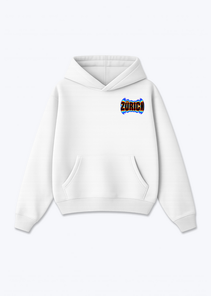 Zürich Neon Oversized Hoodie - White Front (Designed)