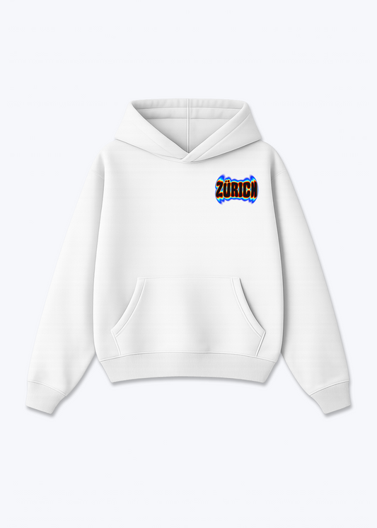Zürich Neon Oversized Hoodie - White Front (Designed)